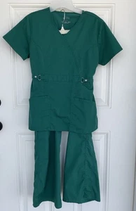 Cherokee Luxe Scrub Top Small & Pants S Regular Hunter Green Nursing Medical - Picture 1 of 8