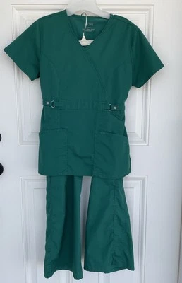 Cherokee Luxe Scrub Top Small & Pants S Regular Hunter Green Nursing Medical - Image 1 of 4