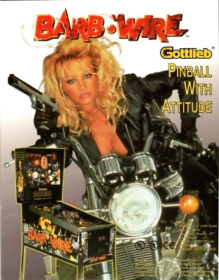 Pamela Anderson Barb Wire Pinball Machine FLYER Original 8.5" x 11" Two Sides - Image 1 of 2