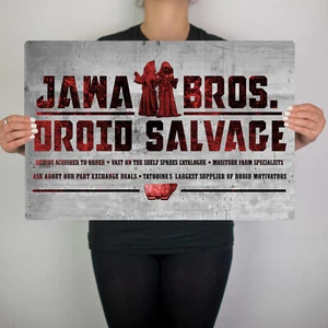 Jawa Brothers Distressed Metal Sign Star Wars Movie Jedi Sith Vader Episode 9 - Picture 1 of 4