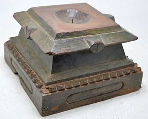 Antique Wooden Pillar Column Base Candle Holder Stand Original Fine Hand Carved - Picture 1 of 9