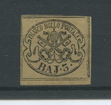 STATO PONTIFICIO 1852 3 BAJ N.4Ab ** CERT.