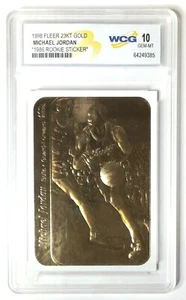Pegatina Fleer 1998 oro 23kt Michael Jordan 1986 rookle - Imagen 1 de 3