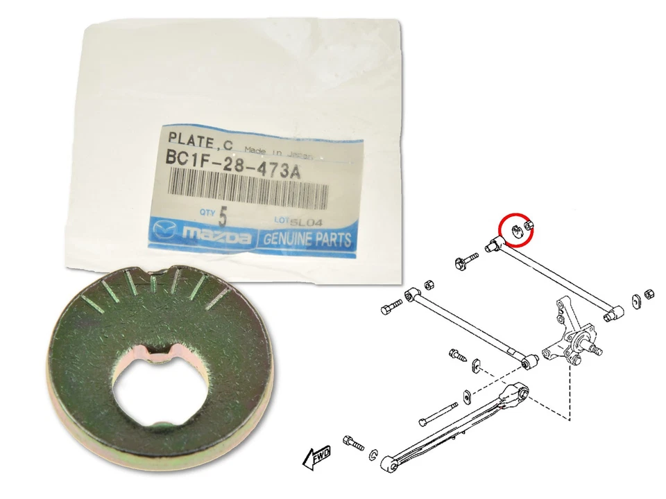 Perno de inclinación trasero con leva de placa BC1F-28-473A OE para Mazda 323 Premacy Foto 1 de 1