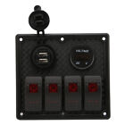 ♡ 4 Gang Rocker Switch Panel 5Pin & Voltmeter 4.8A Dual USB Fast Charging Slot