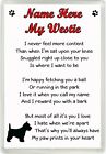 Personalised My Westie Dog Poem Magnet Birthday Anniversary Gift M225