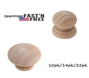 Silverline Wood Round Knob 1.5" for Cabinets Drawers Pulls Unfinished Hardware - Picture 1 of 20