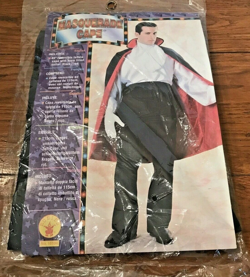 Capa de tafetán reversible 45" Rubies Masquerade negra/roja NUEVA Foto 1 de 4