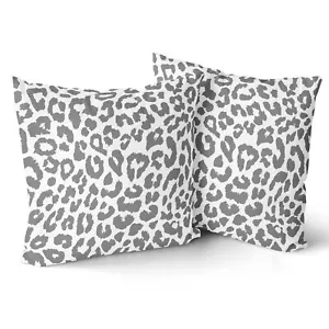 Grey Leopard Print Pillowcase 2pcs Snow Cheetah Animal Print Pillow Covers 18... - Picture 1 of 7