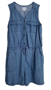 Old Navy Chambray Romper Girl's Size XL 14 Sleeveless Cotton Elastic Waist - Picture 1 of 8