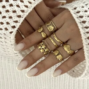 Fashion 2pcs Stainless Steel Ocean Style Flower Open Ring Women Holiday Gift New - Picture 1 of 22