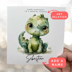 Personalised Dinosaur Birthday Greeting Card, Card For Friend or Relative, Dinos - Picture 1 of 4