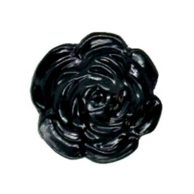 BLACK FLOWER FLORAL ROSE SHANK BUTTONS 11.5mm - Image 1 of 2