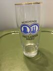 paulaner munchen pilsner glass beer glass brau clean graphics with gold tone rim