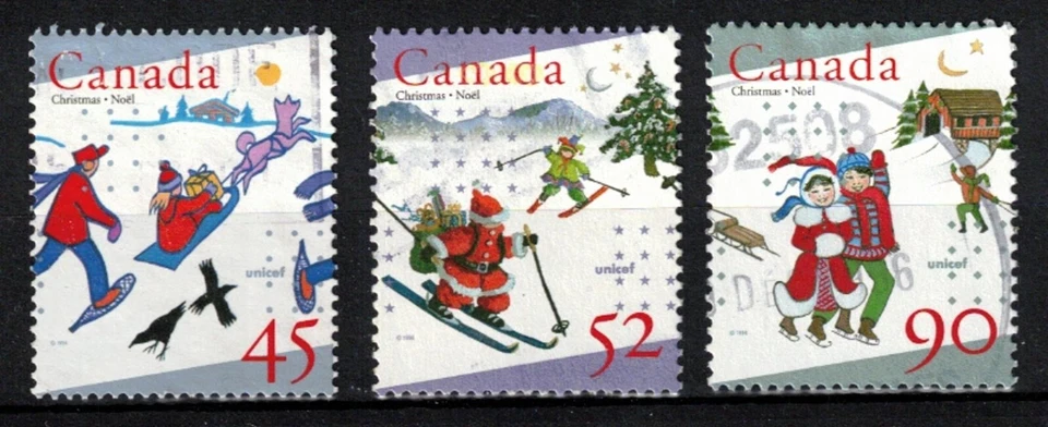CANADA USED STAMP - SCOTT 1627/29 - FROM PANE OF 50 - UNICEF AND CHRISTMAS -1996 — 第 1/1 张图片