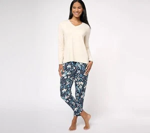 Pantalones de salón AnyBody talla MEDIANA exuberante jersey pierna recta PERLA FLORAL A611495 - Imagen 1 de 1