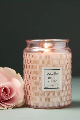 NUEVO Anthropologie Voluspa Rose Otto tarro de vidrio vela 18 oz. Foto 1 de 3