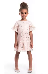 ❤️ sz 8 10 12 Delicate NEW Imoga Girls Blush/ Silver Moonstone Dress w/Ruffles - Picture 1 of 2
