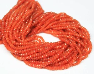 Carnelian Fanta Orange Faceted Rondelle Beads Strand, 13 inches, 4-4.5mm - Picture 1 of 2