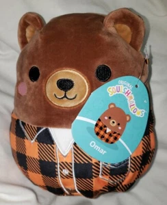 Squishmallow 7-8" Omar der Braunbär kariertes Shirt 2023 Herbsternte Kellytoy - Bild 1 von 5