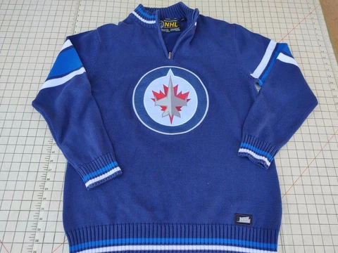 Winnipegs Jets NHL Official casual sweater zipper XL blue cotton Cover