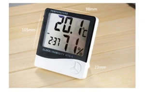 Misuratore di temperatura umidità LCD digitale da scrivania orologio termometro casa igrometro - Foto 1 di 10