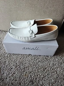 Amali Mens 13 white Perforated Smooth Driving Moccasin  - Picture 1 of 5