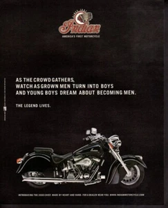 Vintage print ad motorcycle INDIAN 2000 Chief Watch Grow Men turn into boys 2000 - Picture 1 of 1