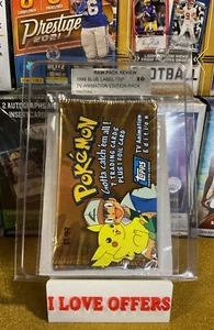 1999 TOPPS POKEMON TV ANIMATION BLUE LABEL FACTORY SEALED BLISTER PK RPR 10 READ - Picture 1 of 6
