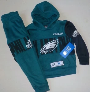 PHILADELPHIA EAGLES BOYS SWEATPANTS HOODIE 2 PC SET L (7) NWT POLYESTER GREEN - Picture 1 of 6