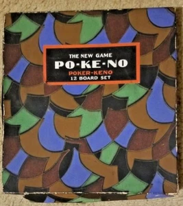 Vintage Po Keno Family Card Game - 12 Board & 200 Chip Set -Unusual Colorful Box - Picture 1 of 5