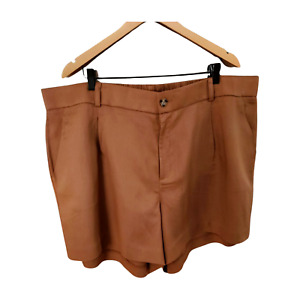 Torrid Plus-size Stretchy Linen Blend High Rise Brown Shorts with Pockets Size24