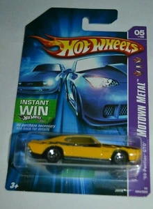 2007 HOT WHEELS MOTOWN METAL - ' 69 PONTIAC GTO YELLOW ON A INSTANT WIN CARD - Picture 1 of 3