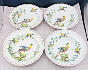 Set 4 Vintage Spode Chelsea Birds Thin Red Line Porcelain Soup Bowls - Picture 1 of 3