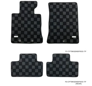 P2M FRONT & REAR Checkered Carpet Floor Mats for Hyundai Genesis Coupe BK 08-12 - Picture 1 of 7
