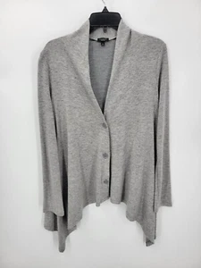 Talbots Cardigan Sweater Womens Medium Gray Asymmetric Hem Minimalist Boho - Picture 1 of 7