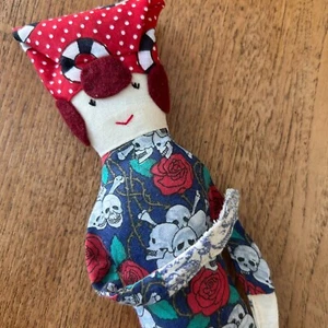 Hand Made Rag Doll. 1950s Tattooed Lady. Rockabilly Denim Retro Alternative - Picture 1 of 5