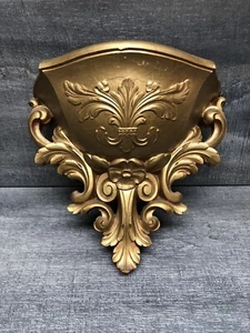 HOMCO Syroco Gold Wall Pocket Vase Planter #6050 Flower Vintage Regency 1978 - Picture 1 of 11