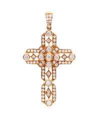 1.61ct Natural Round Diamond 14k Solid Yellow Gold Wedding Cross Pendant 