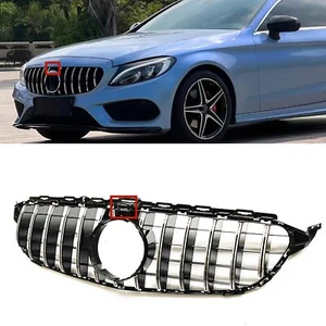For Mercedes-Benz W205 C-CLASS 2015-2018 Front Bumper Grille Cover Silver 1PCS - Picture 1 of 11