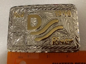 John Wayne Gold/Nickel Red River D Belt Buckle 1948 Movie Westerns - Picture 1 of 9