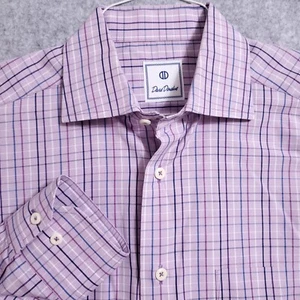 DAVID DONAHUE MENS SHIRT 16.5 M 34-35 LAVENDER PURPLE BLUE PLAID - Picture 1 of 8