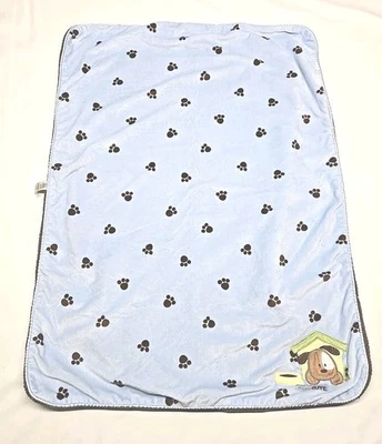 Linda manta azul para bebé Carter's Just One Year Dog Gone patas marrón sherpa Foto 1 de 4