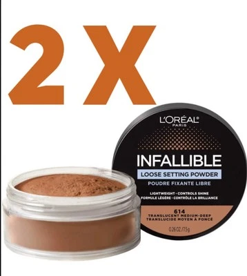 Lot Of 2-L'Oreal INFALLIBLE LOOSE SETTING POWDER #614 Medium-Deep .26oz/7.5g - Image 1 of 4