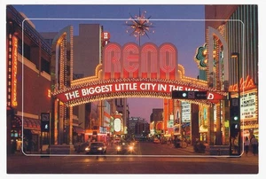 c1980s Reno Arch Virginia Street Casino Postcard Reno Nevada - Picture 1 of 2