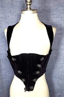 VICTORIAN VELVET SWISS WAIST WITH FILIGREE ORNAMENTS,  BUSTLE TAIL - Image 1 of 4