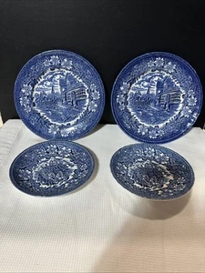 Royal Tudor Ware Coaching Taverns 1828 England 2 Saucers, 2 salad Plates - Picture 1 of 7