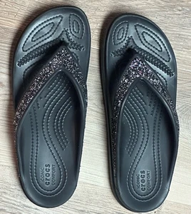 Crocs Women's Sloane Glitter Wedge Flip Size 8 - Picture 1 of 5