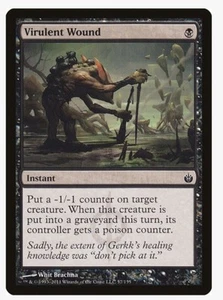 Virulent Wound #57 Mirrodin Beseiged Magic Card in a Protective Sleeve - Picture 1 of 4