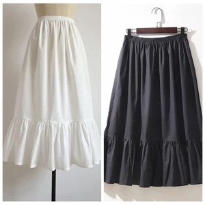 Women A-line Cotton Ruffles Petticoat Skirt Half Slip Midi Bastic Underskirt UK - Picture 1 of 8